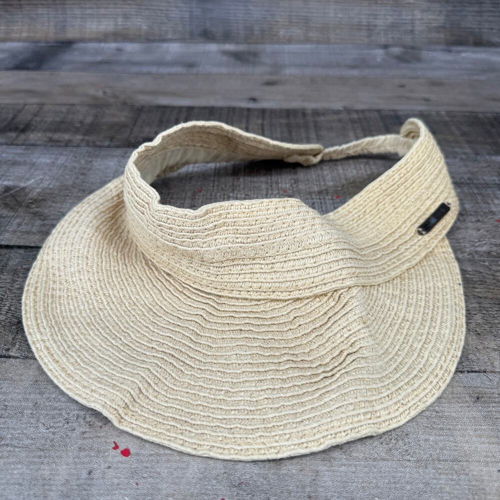 Vintage Billabong Rattan Visor Beach Straw Hat Beige Cap Size 1
